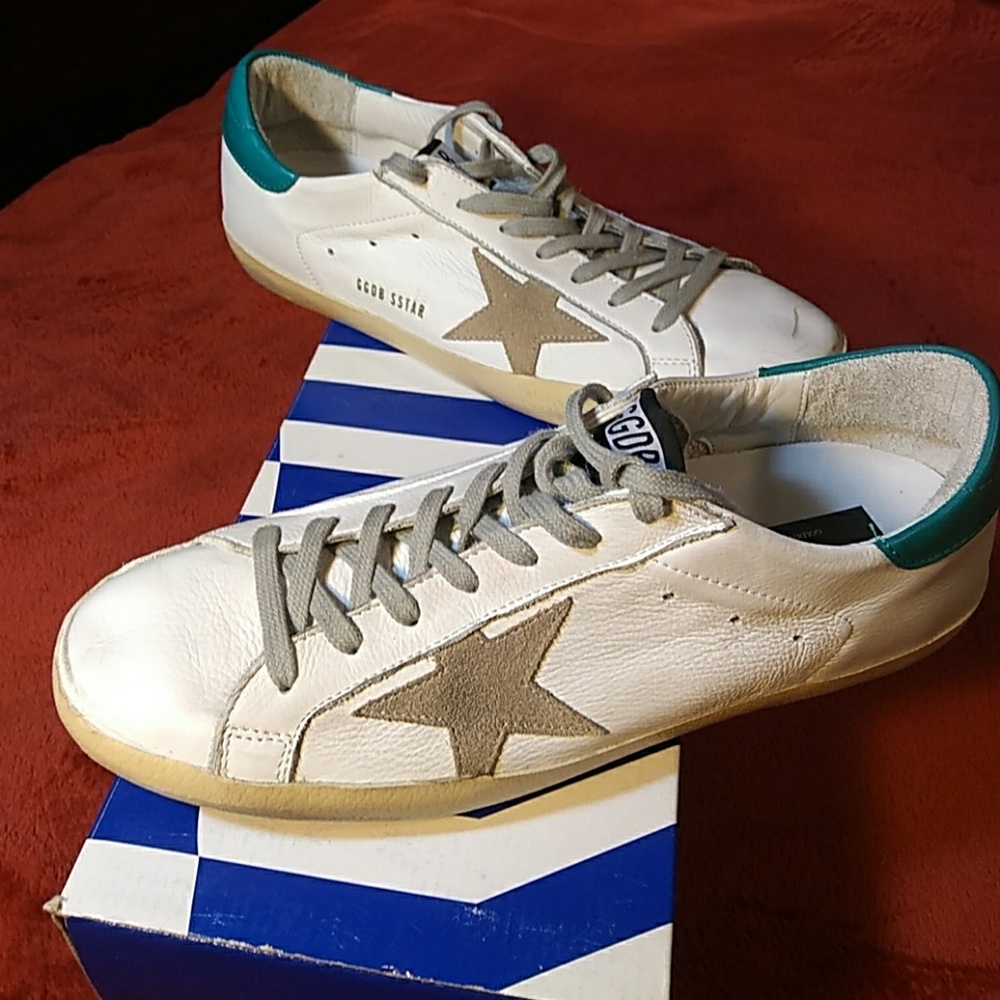 Golden Goose Deluxe WhitePetrol Superstar Sneakers